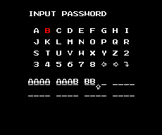 Golvellius: Password Screen