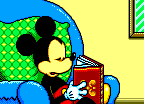 Mickey asleep with his book