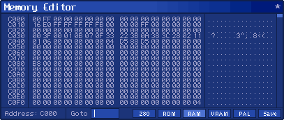 The Memory Editor looking at RAM