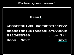 Entering your name (should say Ossale)